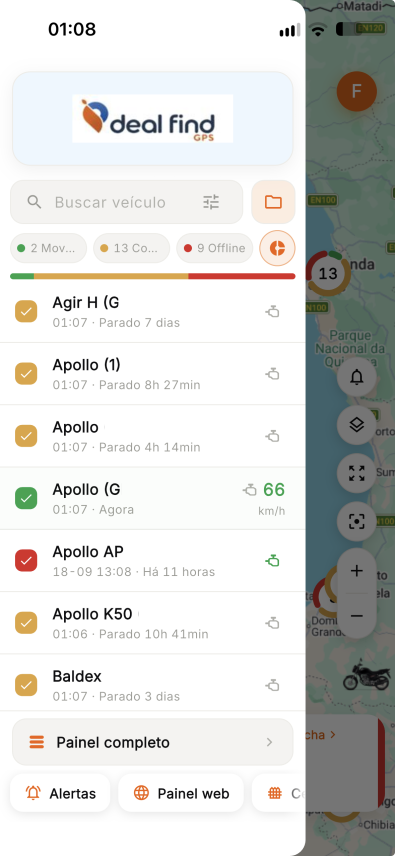 Tela do app — mapa